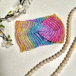 Artisan rainbow headband with cabin cottage vibe